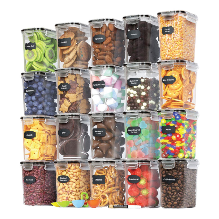 Airtight Food Storage Containers with Lids for Kitchen Organization (20 Pack/1.6 Liters Each) - Plastic Kitchen Storage Containers for Organizing Pantry - Cereal, Rice, Pasta and Sugar Containers