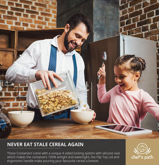 Cereal Containers Storage Set Large - Pack of 3 (4L,135.2 Oz), Airtight Food Storage Containers for Kitchen & Pantry Organization, Cereal Storage Container Set for Crunchiness, BPA Free Dispenser Keepers