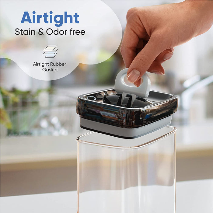 Airtight Food Storage Containers Set for Home Organization - 7 Piece Largest Flip Lock Airtight Set w/ more Capacity - BPA Free Plastic Dry Food Storage Containers with Lids