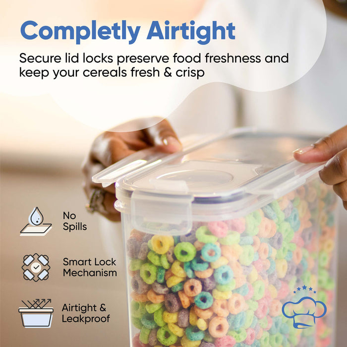 Cereal Containers Storage Set Large - Pack of 4 (4L,135.2 Oz), Airtight Food Storage Containers for Kitchen & Pantry Organization, Cereal Storage Container Set for Crunchiness, BPA Free Dispenser Keepers