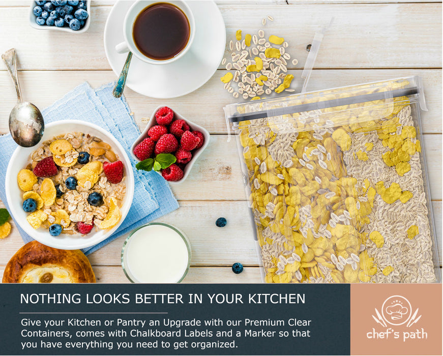 Cereal Containers Storage Set Large - Pack of 3 (4L,135.2 Oz), Airtight Food Storage Containers for Kitchen & Pantry Organization, Cereal Storage Container Set for Crunchiness, BPA Free Dispenser Keepers