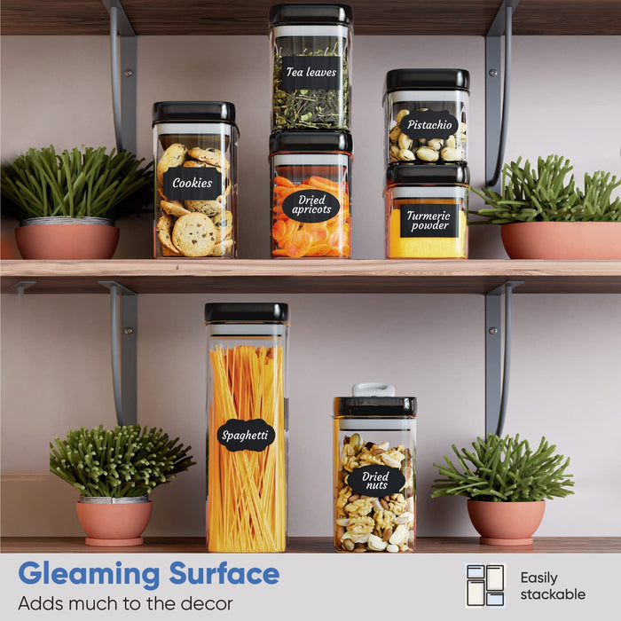 Airtight Food Storage Containers Set for Home Organization - 7 Piece Largest Flip Lock Airtight Set w/ more Capacity - BPA Free Plastic Dry Food Storage Containers with Lids