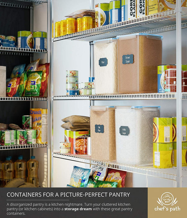 Extra Large Food Storage Containers with Lids Airtight (6.5L|220 Oz|Set of 2)BLUE COLOR for Flour, Sugar, Rice & Baking Supply - Airtight Kitchen & Pantry Bulk Food Storage for Kitchen Organization