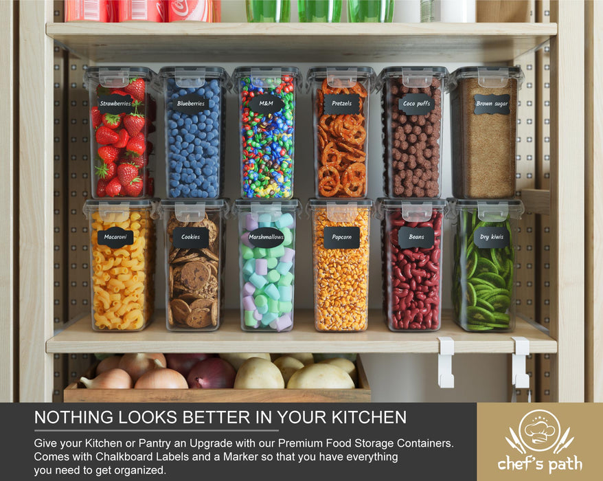 Airtight Food Storage Containers Set - 12 PC/Small Size - 2L/ 67oz - Kitchen & Pantry Organization, Ideal for Flour & Sugar - BPA-Free - Plastic Canisters with Labels, Marker & Spoon Set