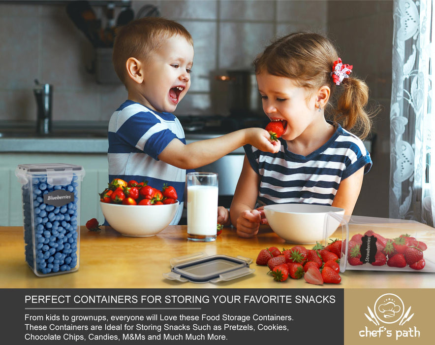 Airtight Food Storage Containers Set - 12 PC/Small Size - 2L/ 67oz - Kitchen & Pantry Organization, Ideal for Flour & Sugar - BPA-Free - Plastic Canisters with Labels, Marker & Spoon Set