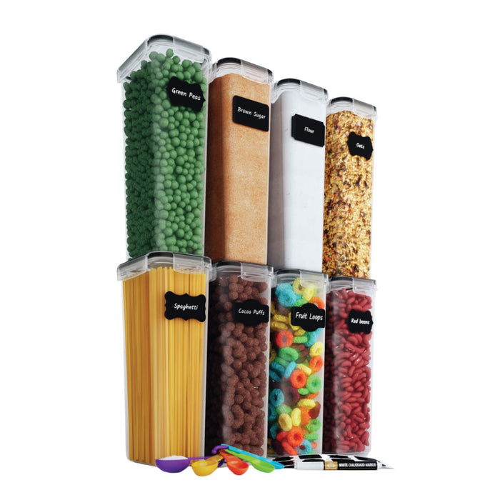 Airtight Food Storage Containers (Set of 8 Tall/2.8 L Each) for Kitchen & Pantry Organization - Ideal for Pasta, Cereal & Flour - Plastic Kitchen Storage Containers by Chef’s Path