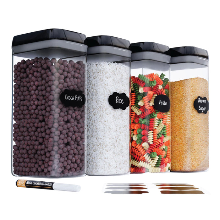 Chef's Path Kitchen Storage Box Set of 4 Extra Large Airtight Food Storage  Jars for Sugar Flour Cereal Rice - Measuring Spoons - AliExpress
