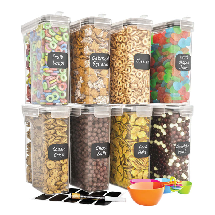 Cereal Containers Storage Set of 8 (101.4oz) - Premium Airtight Food Storage Containers for Kitchen Organization - Includes Labels, Spoon Set & Pen - Kitchen Containers best for Flour & Rice